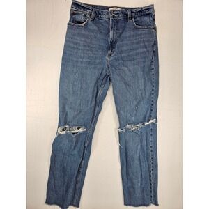 Abercrombie Fitch 90s Straight Ultra High Rise Jean Distressed Blue Denim 31x12R